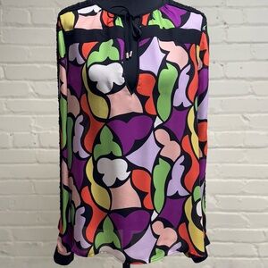 Etro, Abstract Floral Designed Blouse with Beaded Sleeves, Size 44